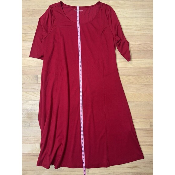Soft Surroundings Red Half Sleeve Scoop Neck Midi Dress Pima Cotton Women XL - Picture 6 of 10